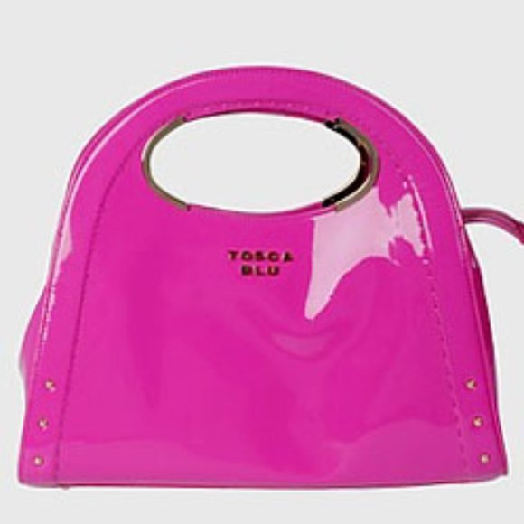 TOSCA BLU Italian Designer Fuchsia Leather Satchel - Picture 1 of 11